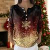 Women's Fashion Long Sleeve Christmas Snowflake Print Top Elegant Casual Top