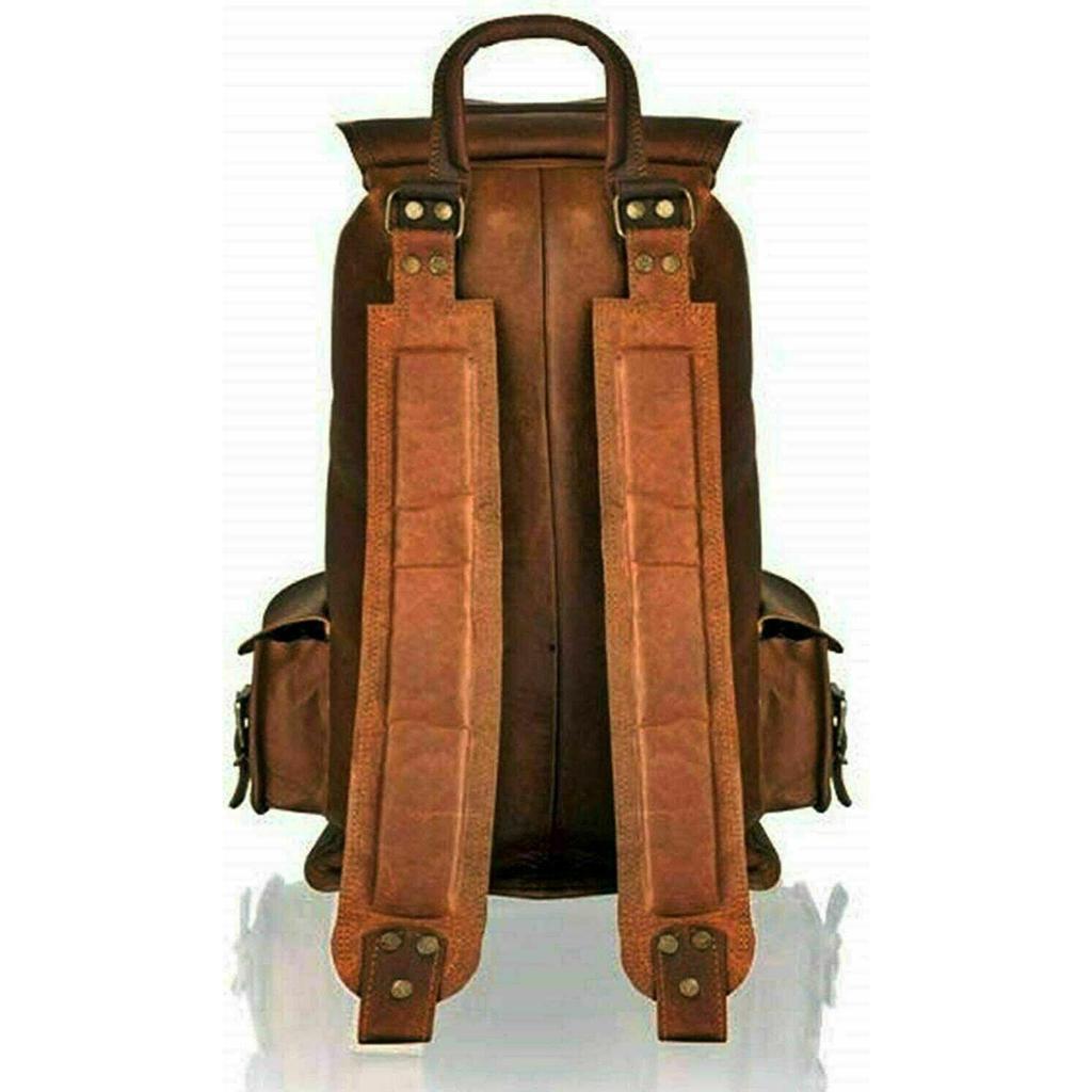 Сумка Коза Кожаный Рюкзак Рюкзак Ноутбук Подлинная Путешествия Винтаж Коричневый Мужчины. С комбинированным кожаным дневником