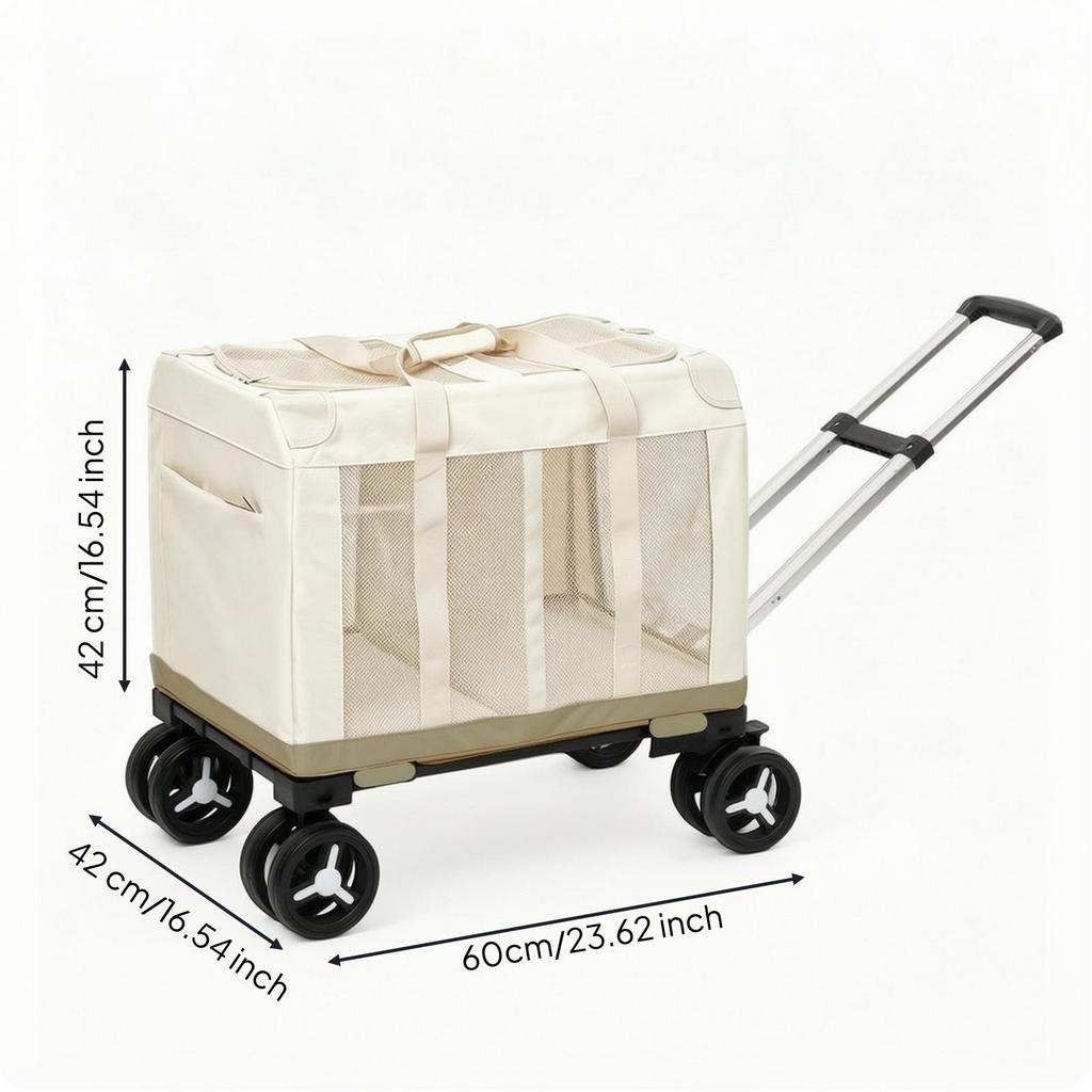 Rolling Pet Carrier Sturdy with Wheels Foldable for Airports