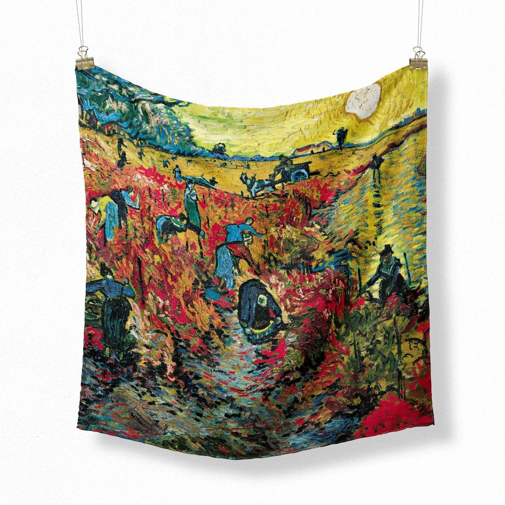 70cm Flower Oil Painting New Spring Winter Silk Scarf Men Luxury Brand Designer Fashion Scarves Plaid for Women Scarf