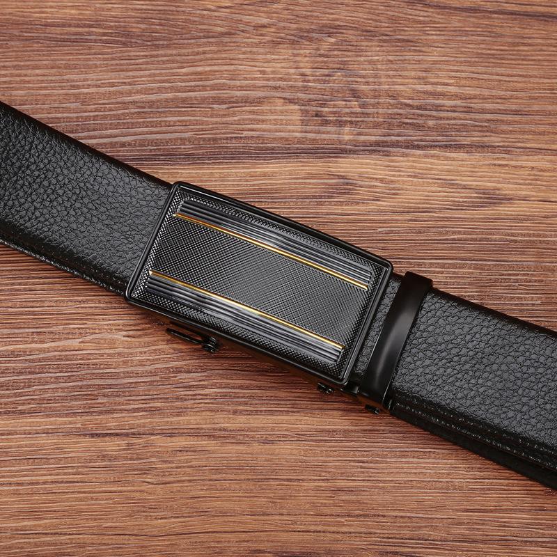 Мужской ремень с узором личи для бизнеса и отдыха с автоматической пряжкой для уличной одежды, кожаные аксессуары
