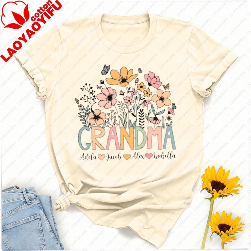 Personalized Wildflower Grandma Shirt Custom Floral Mama Sweatshirt Nana Gigi Grandma Floral Shirt Mothers Day Gift for Grandma