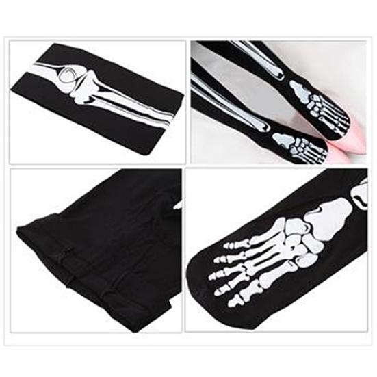 Женские сексуальные черные носки с татуировкой скелета, колготки, колготки, леггинсы