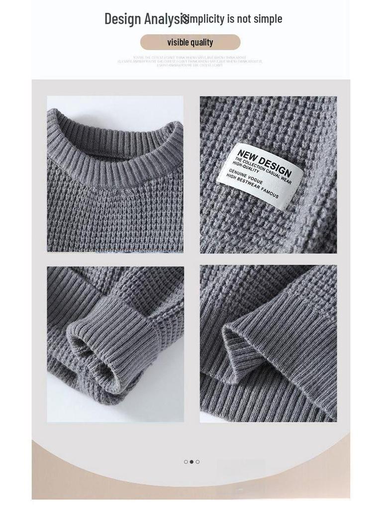 Anti-Pilling Teen Trend Autumn/Winter Pullover Sweater for Middle School Students - New Loose, Thickened, Warm Knit Fabric.