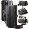 For iPhone 11 Pro Case CASEME C39 RFID Blocking Zipper Wallet Stand Leather Cover with Strap