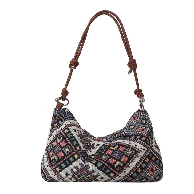 Модная винтажная этническая женская сумка через плечо из мягкого хлопка и льна, средняя