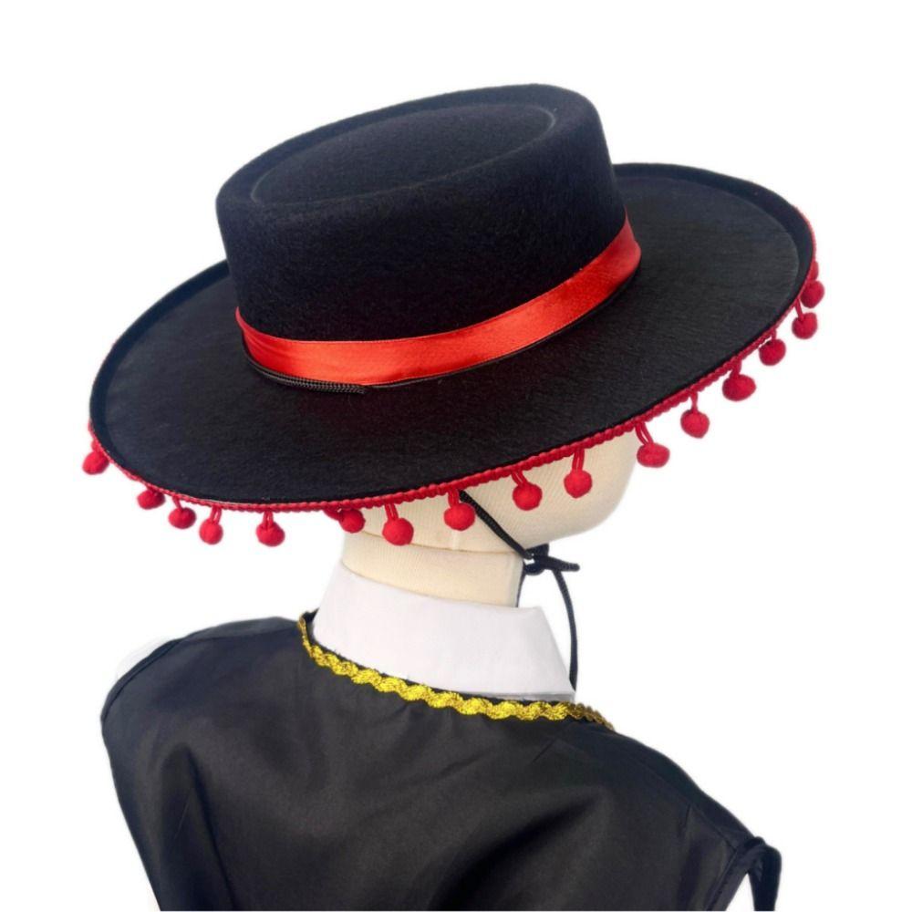 Wide Brim Mexican Hat Costumes Fuzz Ball Spanish-style Hat Mexican Sombrero Hats Halloween