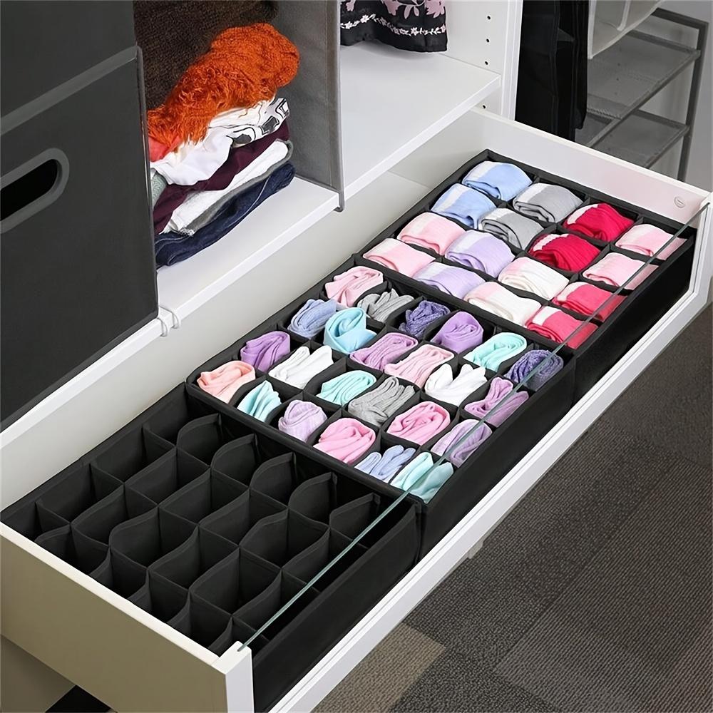 24-Cell Collapsible Organizer for Socks, Underwear, Ties, Accessories - Foldable, Mold-Resistant Fabric Storage Box Divider