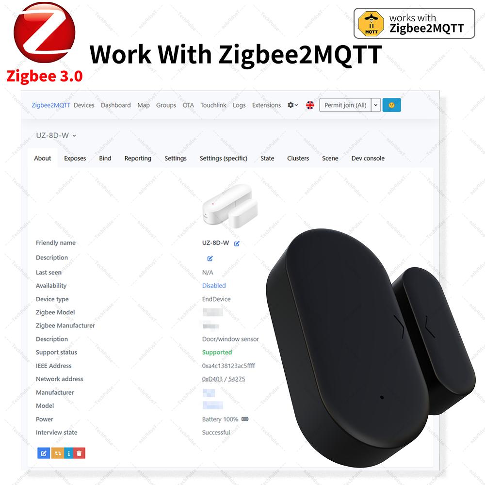 Zigbee 3.0 Датчик открытия двери/окна Работает с Yandex Alexa Zigbee2MQTT ZHA HomeAssistant