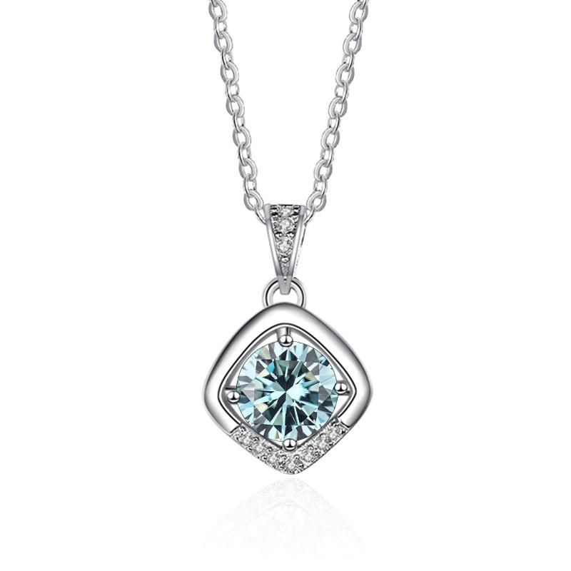 Bague Ringen 1ct VVS D Цветной Муассанит Бриллиантовое Ожерелье Для Женщин Серебро 925 Ювелирные Изделия Женский Простой Темперамент Цепочка На Ключицу