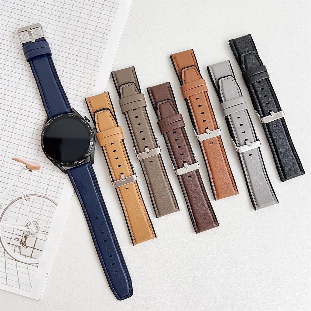 20mm Watch Band for Samsung Galaxy Watch7 44mm/40mm Flat End Napa Texture PU Covered Silicone Strap