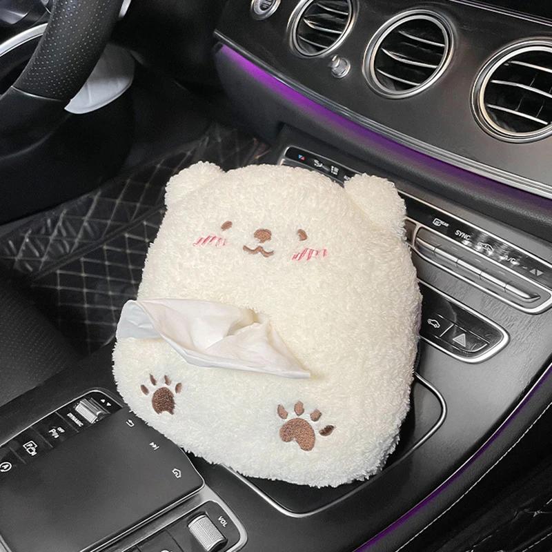 Автомобильная коробка для салфеток Милые плюшевые животные Держатель для салфеток Портативный ящик для хранения Коробка для подлокотника автомобильного сиденья Коробки для салфеток Сумка
