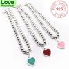 Ms Bohemia Beaded Bracelet S925 Pure Silver 4mm Beads Enamel Classic Heart -Shaped Logo Original Tttiff Bracelet