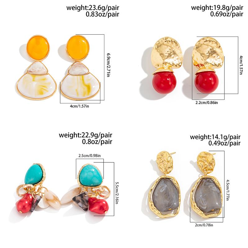 Ingemark 4 Styles Vintage Irregular Geometry Acrylic Drop Earrings Set for Women 2026 New Trend Piercing Earrings Jewelry Gift