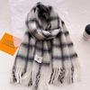 Rainbow Wool Plaid Scarf Women's Winter Imitation Cashmere Red Fringed Wool Shawl Thickened Scarf