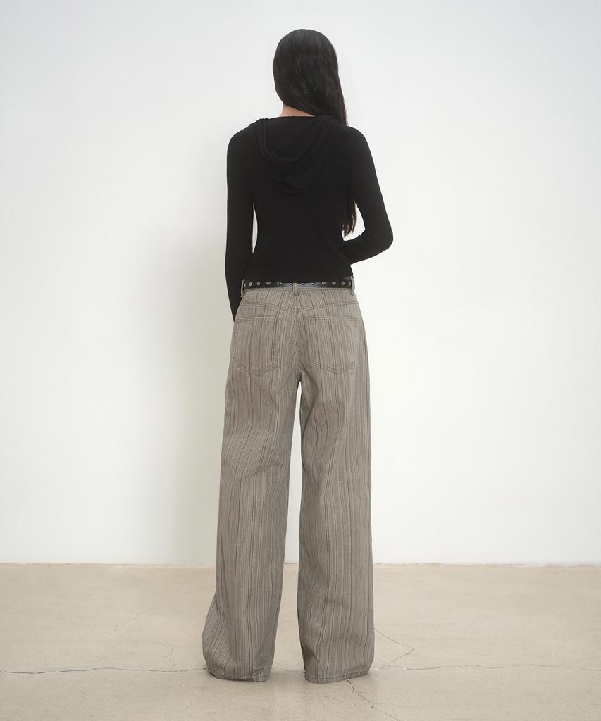 MUSINSA STANDARD WOMAN Women'S Vertical Stripe Wide Pants [Grayish Beige]