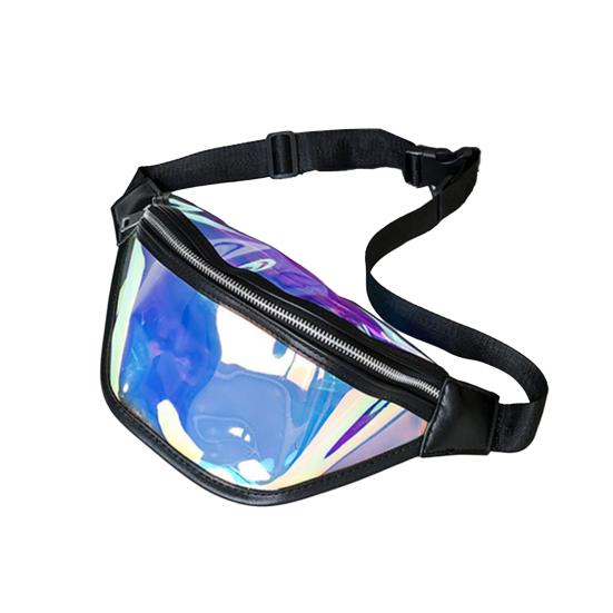 Transparent Waist Bag Waterproof Mini Fanny Pack Iridescent Belt Bag with Adjustable Strap for Women Men Travel Fitness Outdoor Use