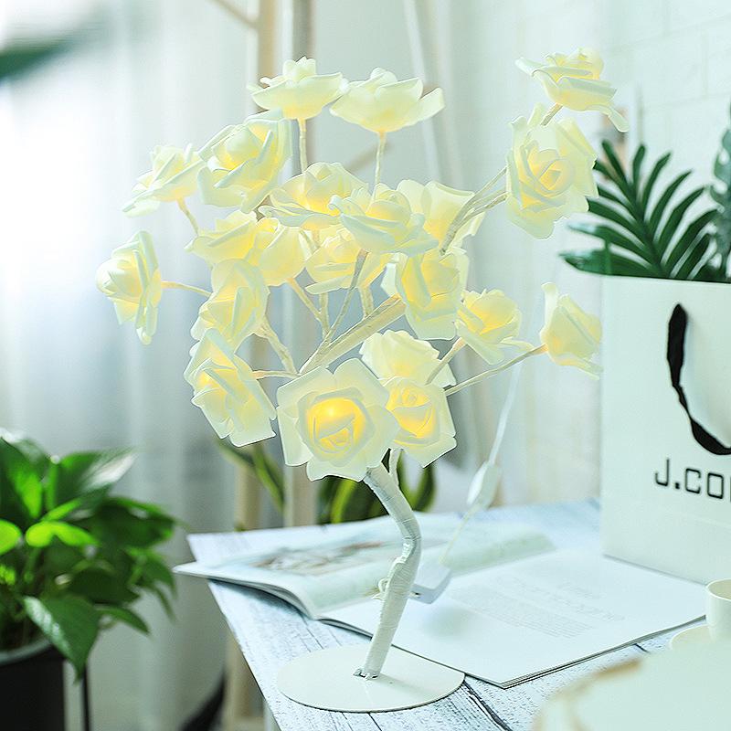 Лампа-имитация дерева, светодиодная лампа-имитация розы, настольная лампа, креативное украшение для комнаты, спальни, ночник, романтическое украшение для дома