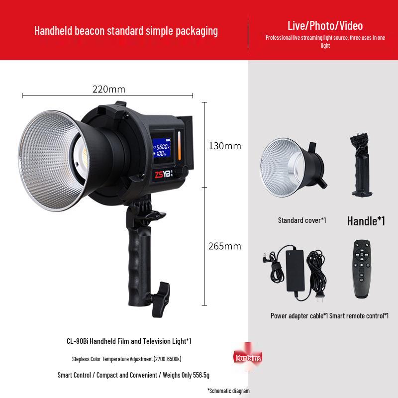 Yingbang CL-80Bi Tri-Color Handheld Fill Light for Streamers & Outdoor Photography