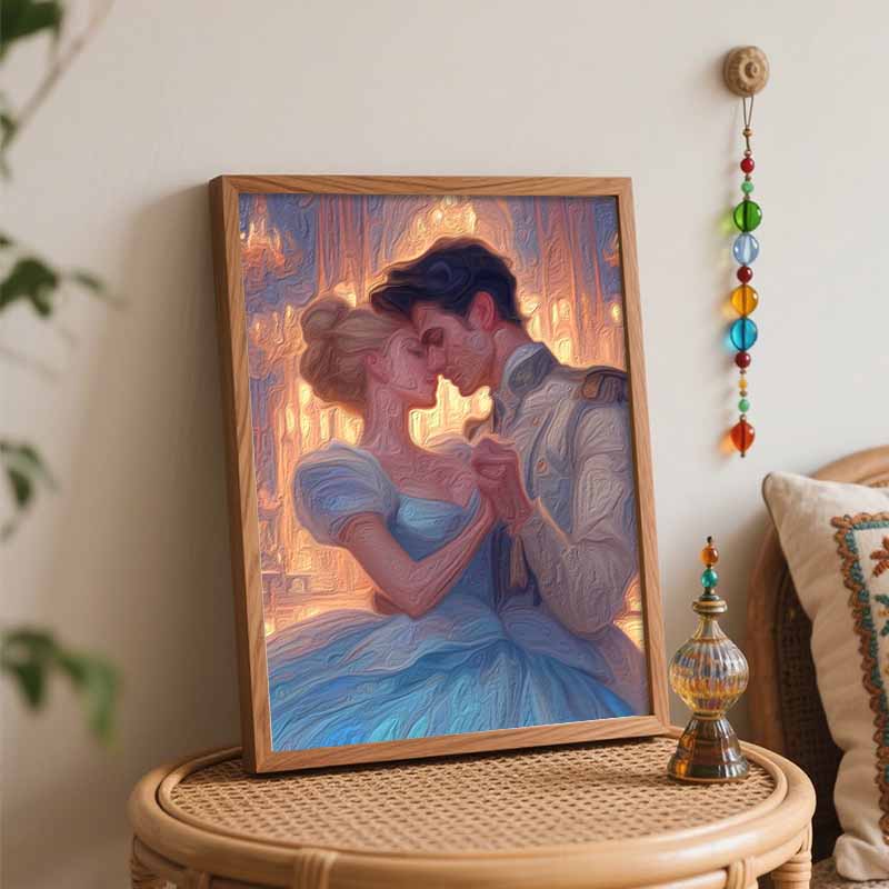Disney oil painting art Romantic Cinderella and Prince dancing handmade diy painting home decoration gift