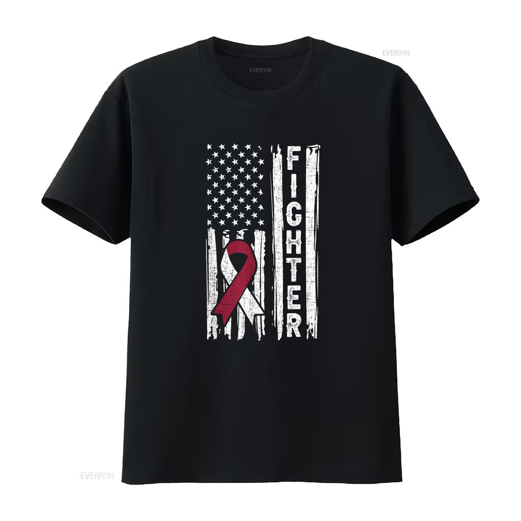 Head And Neck Cancer Patient Fighter Throat Oral Flag T Shirt vintage Washed streetwear Comfortable Soft Slightly Unisex