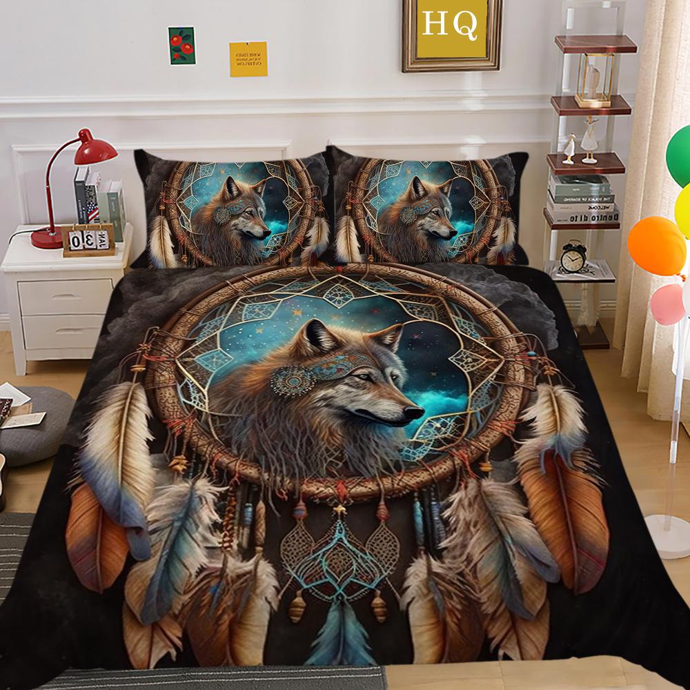 Домашнее постельное белье с принтом волка, комплект постельного белья из микрофибры королевского размера, мужской мягкий домашний текстиль высокого качества