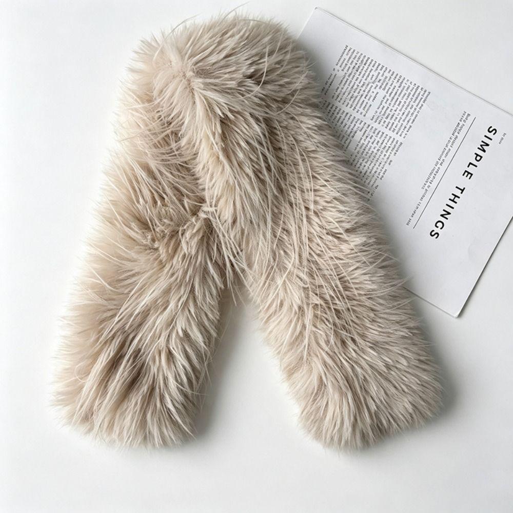 Cross Faux Fur Scarf Thick Winter Plush Scarf Fleece Neck Gaiter Shawl Wrap Daily