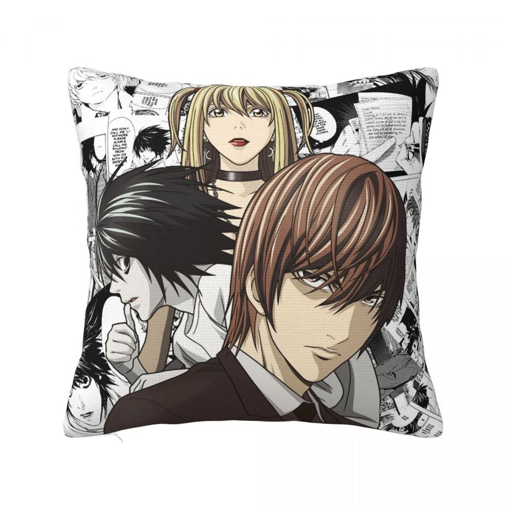 Anime Death Note Light Yagami Square Pillow Case Shinigami Cushion Covers Awesome Zippered Decor Pillowcase For Home 18"X18"