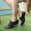 Fashion 2025 New Women Lace Mesh Breathable Pumps Shallow Brogue Shoes Ladies Vintage Oxford Shoes Lace-Up Chunky High Heels Female34-43