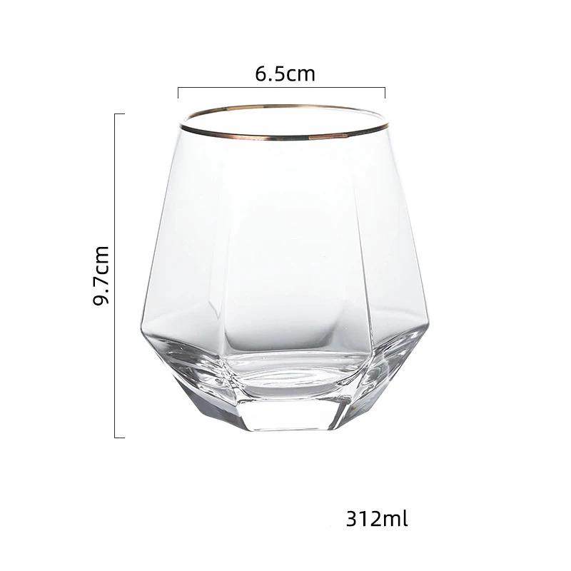Шестиугольные креативные цветные стеклянные стаканы в современном стиле, легкие, роскошные, для отелей, стеклянные стаканы для виски, изысканные, для домашней вечеринки, для воды