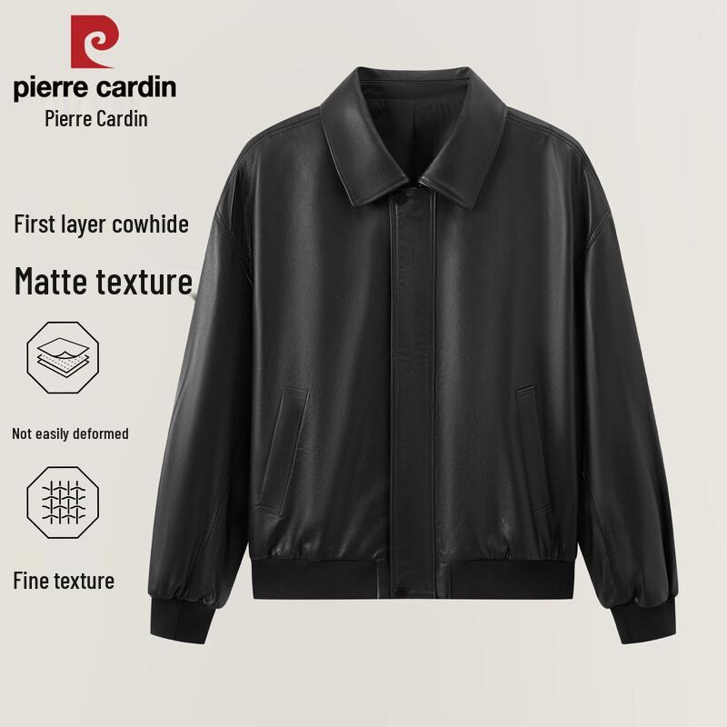 Pierre Cardin Мужская куртка с лацканами из натуральной кожи