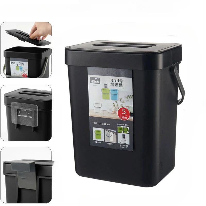 Creative Hanging Trash Can for Kitchen Can with Lid Wall Mounted Trash Large Capacity Garbage Bathroom Wastebasket Toilet Bins