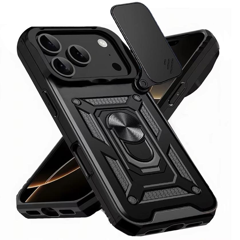 Чехол-бампер с защитой от падения и выдвижной камерой для iPhone 17 Pro Max 13 12 Mini 11 16 Pro 14 15 Plus 16E с магнитным кольцом-держателем