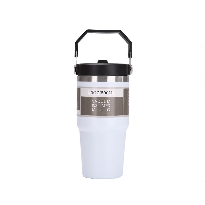 20oz Stainless Steel Vacuum Insulated Travel Mug With Straw Lid Car Office Outdoor Use
