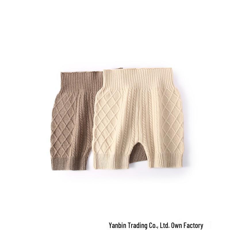 Cashmere High-Waist Knit Shorts - Women's Warm Woolen Base Layer Safety Pants