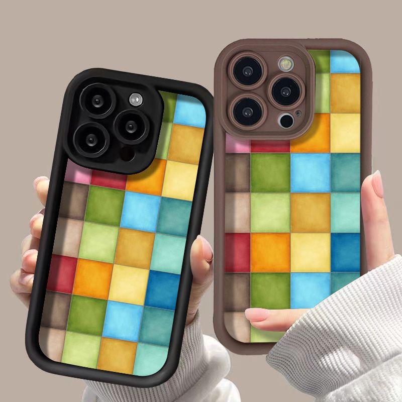 Сшивание цветных квадратов для iPhone17promax Apple 17 чехол для мобильного телефона 14 новый 13 полностью закрывающий 12/11