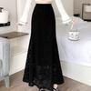 Юбка-рыбий хвост из кружева для женщин, узкая юбка с высокой талией и запахом на бедрах, универсальная, элегантная длинная юбка для осени и весны