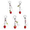 Fashionable Strawberry Pendant Phone Charm Unique Heart Flower Keychain Vibrant Beaded Pendant for Cellphone Camera