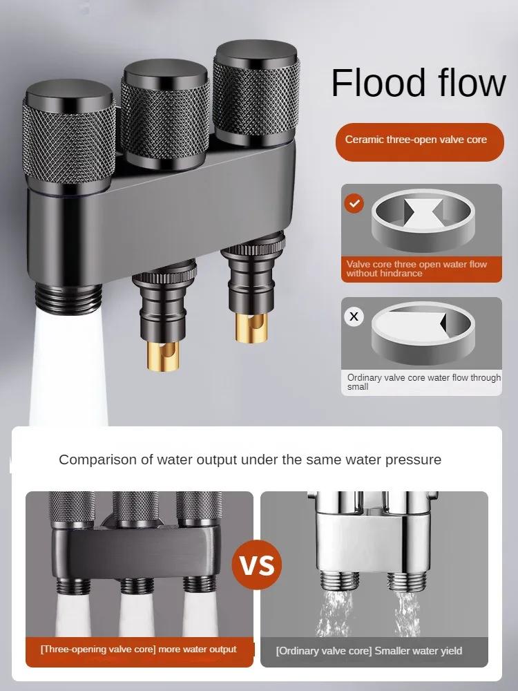 Латунный Тройник Одна Вход Три Выхода Трехходовой Контроль Стиральная Машина Хром/серый Смеситель Трехходовой Трехсторонний Клапан G1/3Мини Многофункциональный