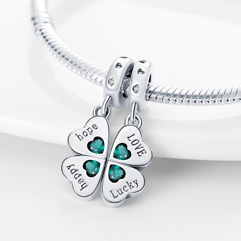 925 Silver Lucky Four-Leaf Clover Series Charm Butterfly Spring Spacer Beads Suitable For Pan Original Bracelet