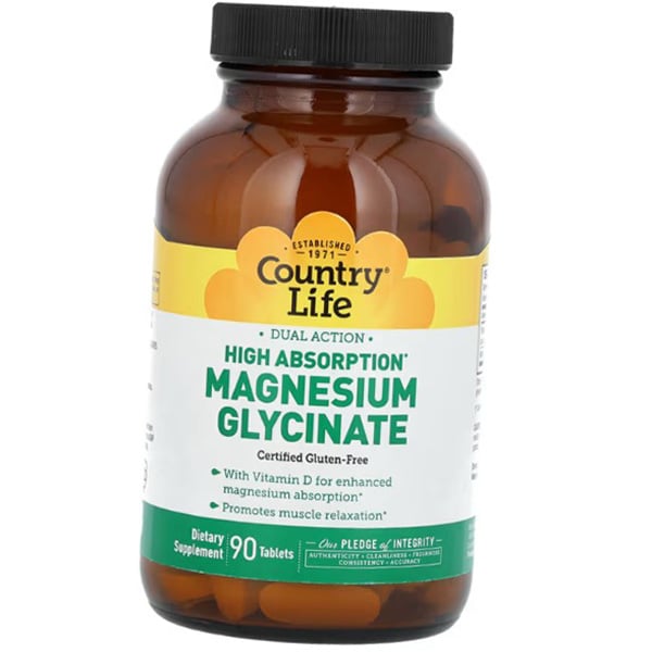 Магний Бисглицинат, High Absorption Magnesium Glycinate, Country Life 90таб (36124121)