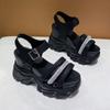 Fashion Women Thick Bottom Gladiator Sandals Summer Chunky Bling Sneakers Fashion High Platform Slippers 10CM Wedge Heel Beach Sandalias