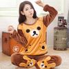Утолщенная теплая фланелевая пижама осень-зима плюс размер пижамный комплект с длинными рукавами милый мультяшный медведь домашняя одежда школьная одежда для отдыха