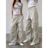 Уличные повседневные брюки-карго для женщин 2024 года, новые летние тонкие прямые брюки с карманами, женские корейские брюки