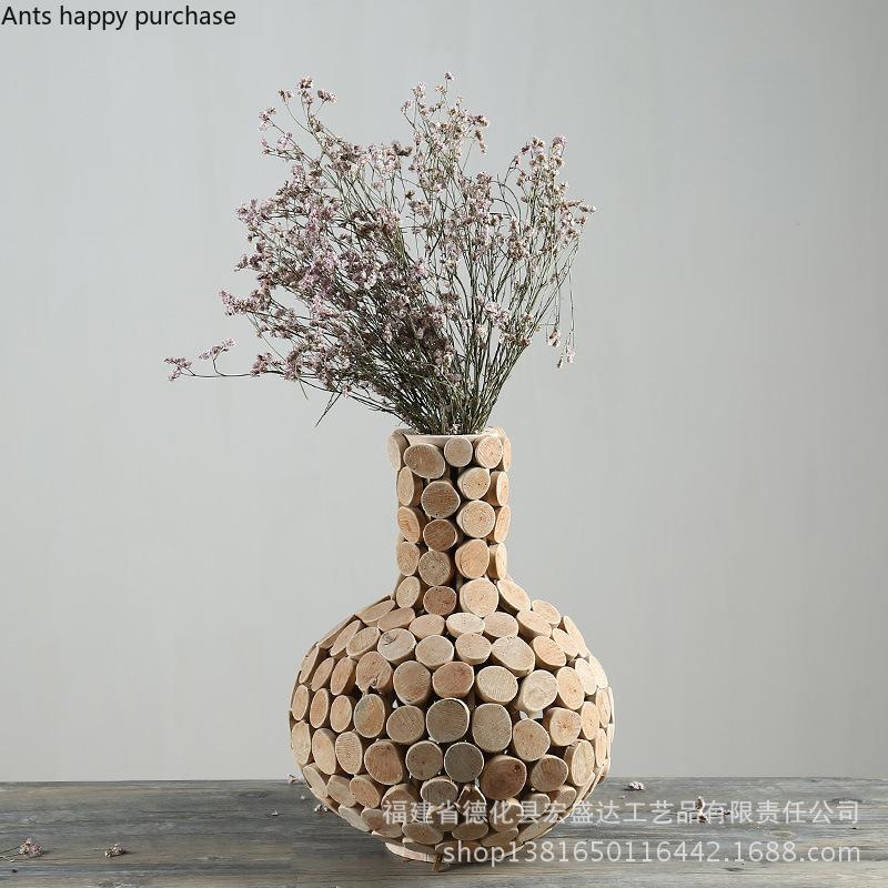 Креативная деревянная ваза Ваза для сухих цветов Настольная цветочная композиция Контейнер Декоративные вазы Украшение для дома Поделки Орнамент