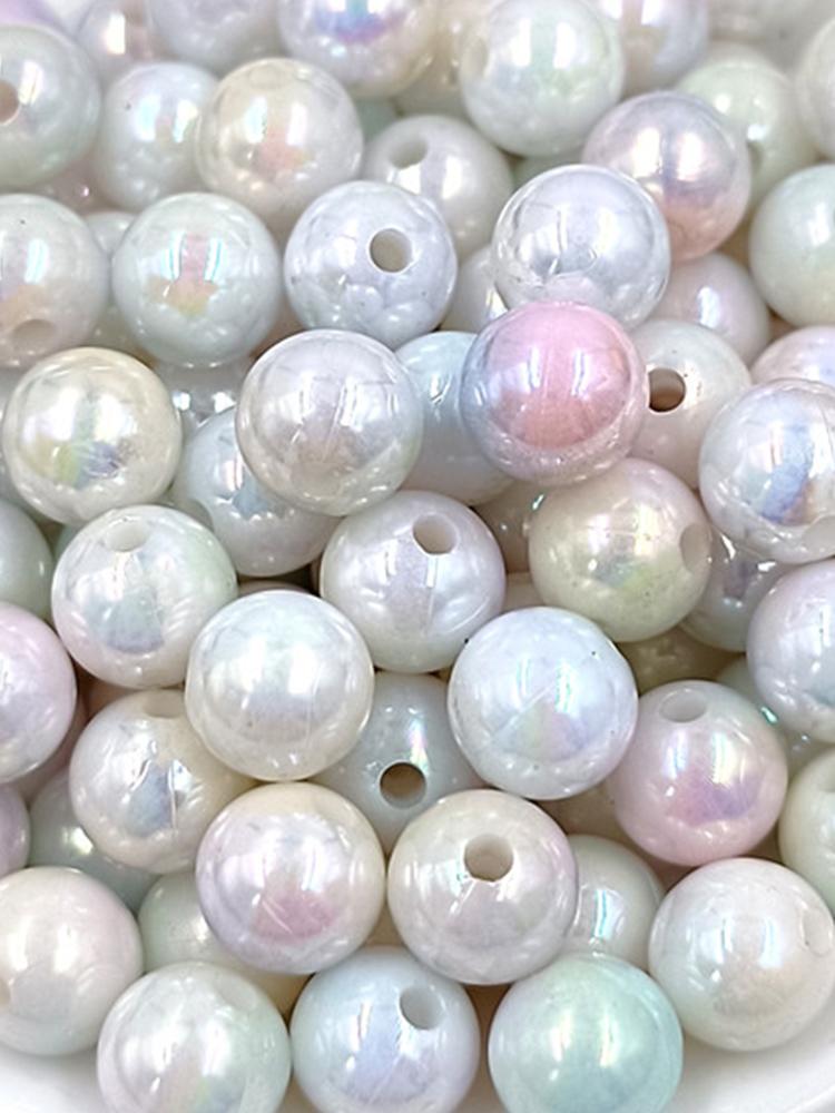 Товары для дома и вечеринок Ожерелье Круглые бусины Мода DIY Серьги Браслет Аксессуары ручной работы Ювелирные изделия Материал бусины AB Цвет 8/10 мм 50 шт. Двухцветный