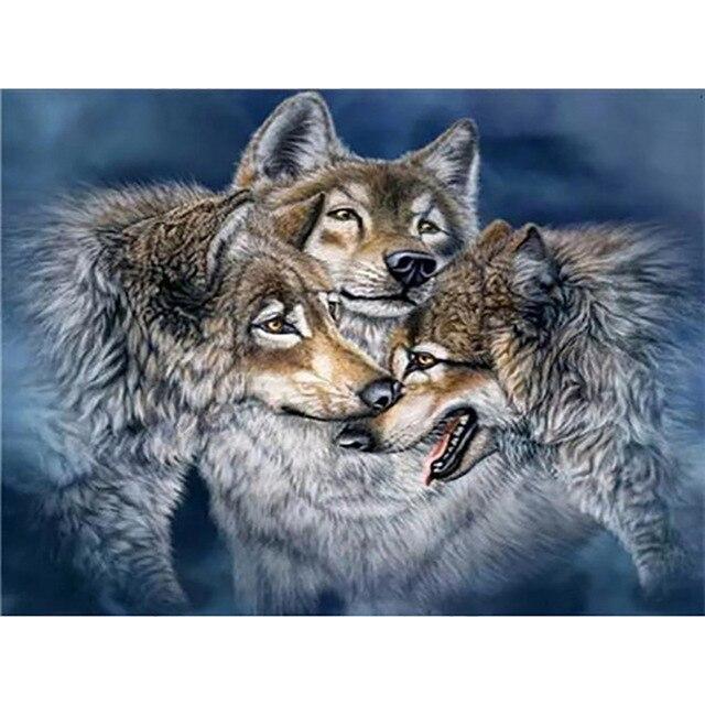 Волк DIY 5D алмазов картина вышивки крестом комплект полный круглый смолы животных Алмазная вышивка волки мозаика горный хрусталь домашний декор