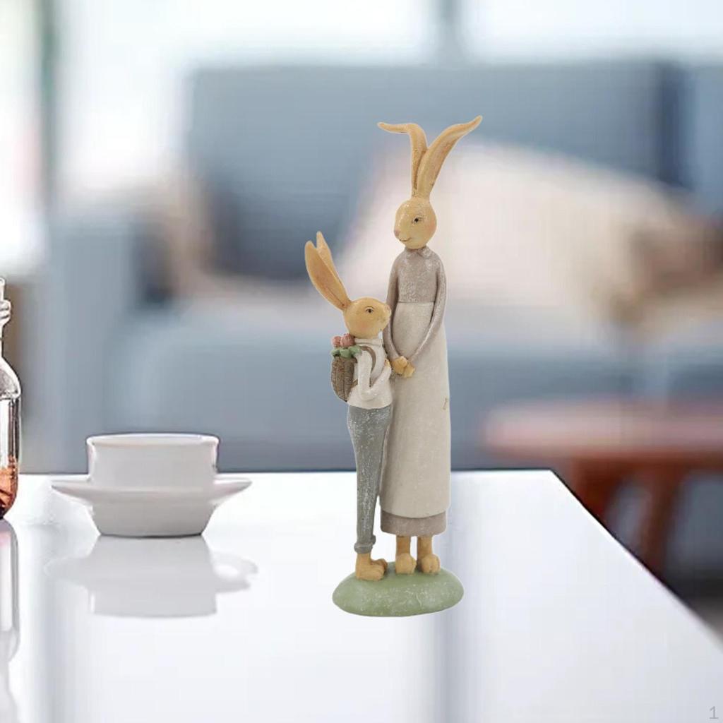 Смоляная фигурка Зайчиной семьи для декора полки бонсай