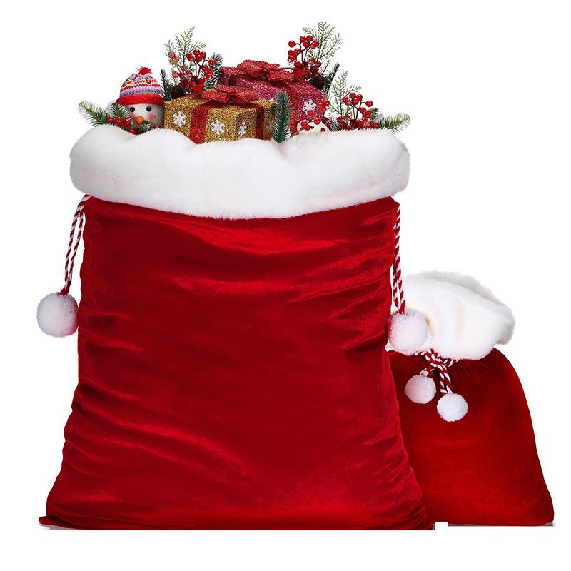 1Pc Santa Claus Large Gift Sack Christmas Eve Present Bag Party Santa Prop Holiday Gift Pouch Drawstring Bag for Candy & Toy