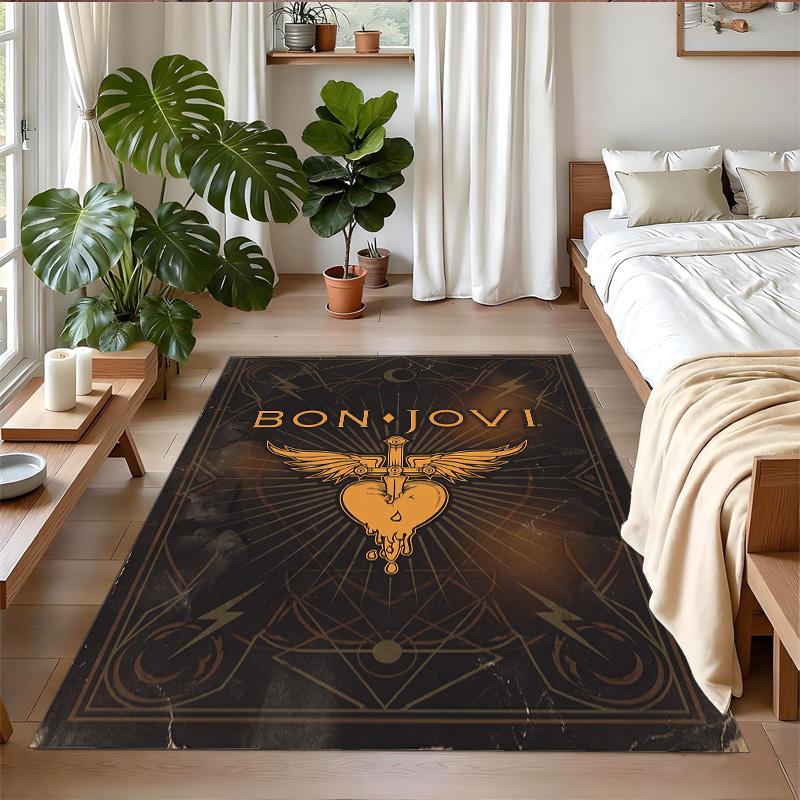 Bon Jovi Print Crystal Velvet Plush Rug Wear?Resistant Anti?Slip Floor Mat For Indoor Household Decoration